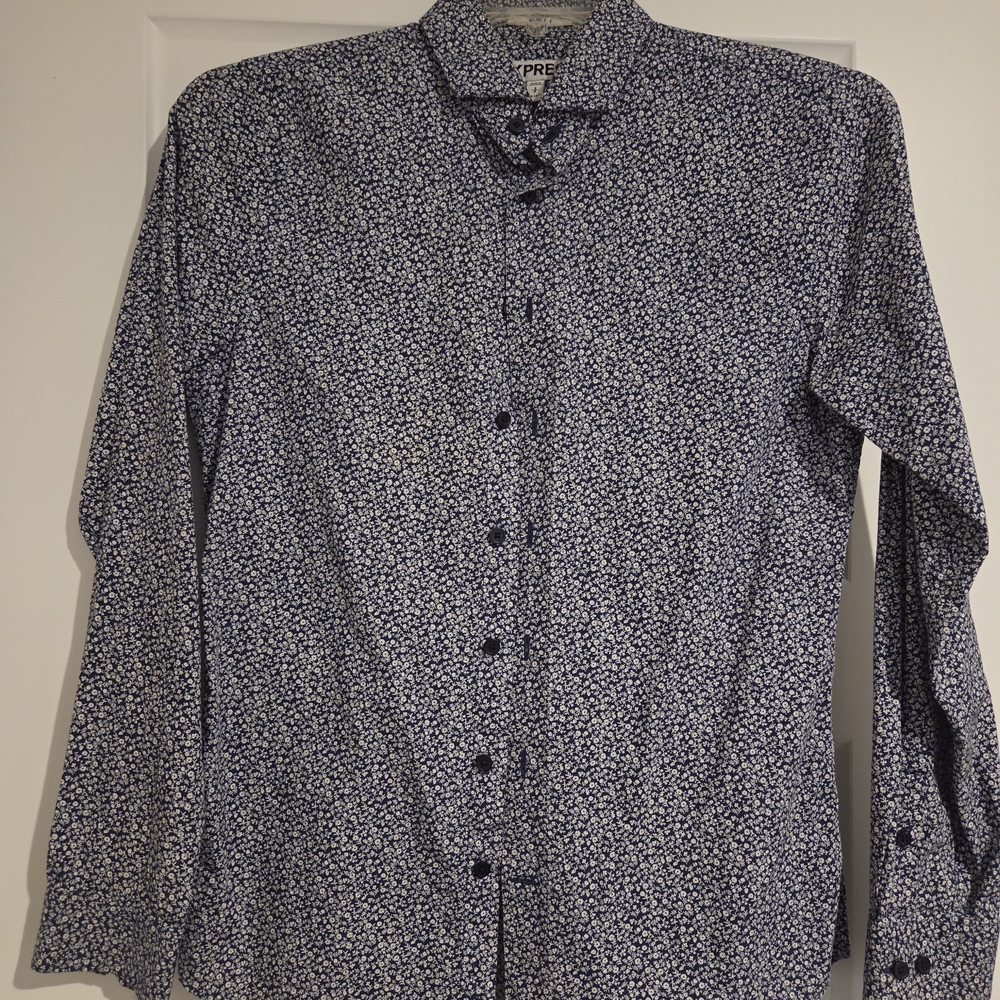 Express Navy Floral Button Down Shirt